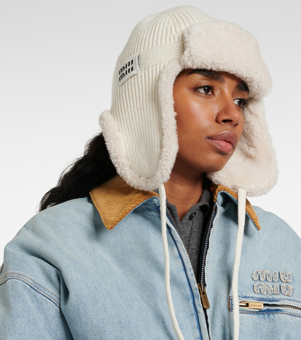 Miu Miu Shearling-trimmed wool and cashmere hat Miu Miu