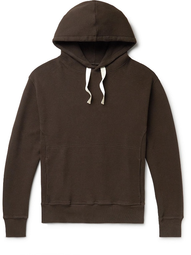 Photo: Oliver Spencer - Walsham Waffle-Knit Organic Cotton Hoodie - Brown