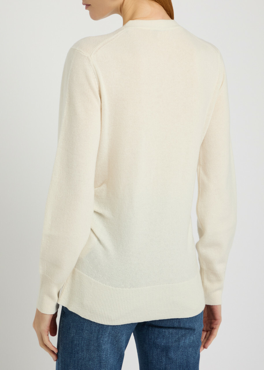 Veronica Beard Lamotte Gathered Cashmere Cardigan Ivory