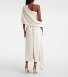 Marmar Halim Caped one-shoulder silk crêpe cocktail dress