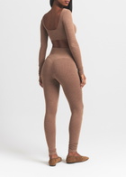 Skims Cropped Ribbed Wool-blend top Light Brown
