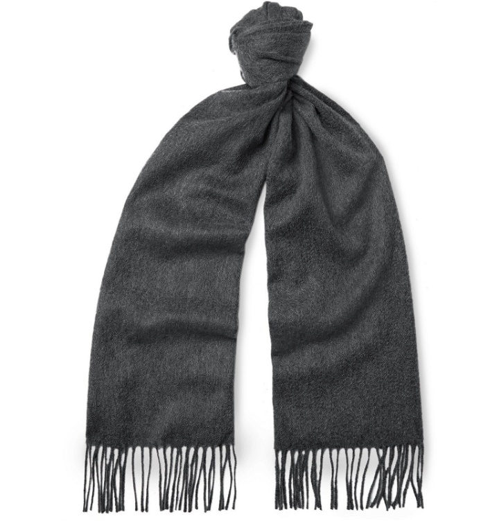 Photo: Dunhill - Fringed Mélange Cashmere Scarf - Gray