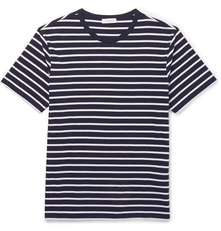 Photo: Sandro - Striped Pima Cotton-Jersey T-Shirt - Men - Navy