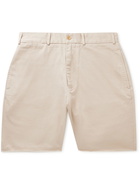 Beams Plus - Wide-Leg Distressed Cotton-Gabardine Bermuda Shorts - Neutrals