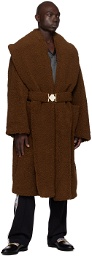 Casablanca Brown Belt Faux-Shearling Coat