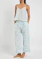 Desmond & Dempsey Alma Fig Printed Cotton Pyjama set Blue And White