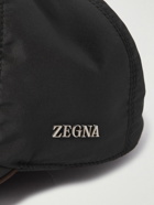 Zegna - Zephir Leather-Trimmed Logo-Appliquéd Shell Baseball Cap - Black