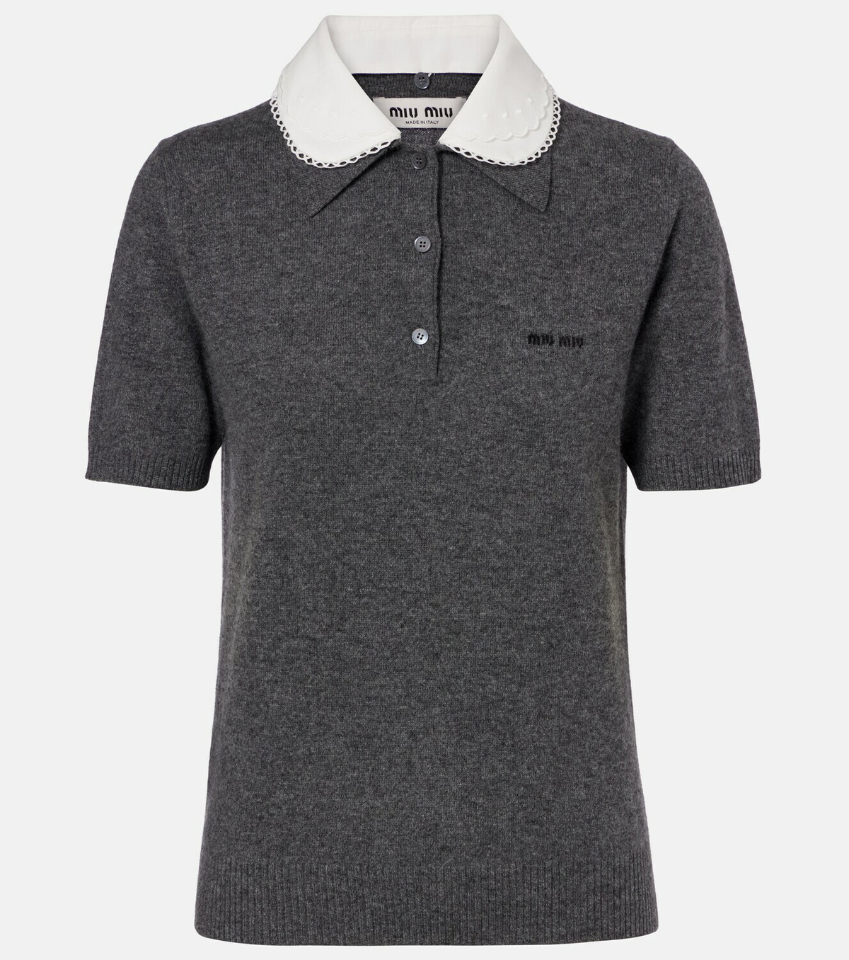 Miu Miu Logo cashmere polo shirt