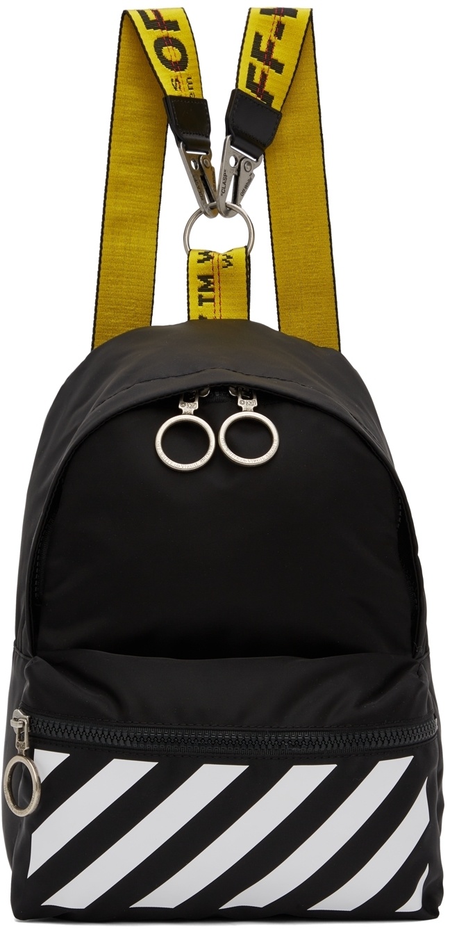 OFF-WHITE: Off White nylon backpack with logo - Black
