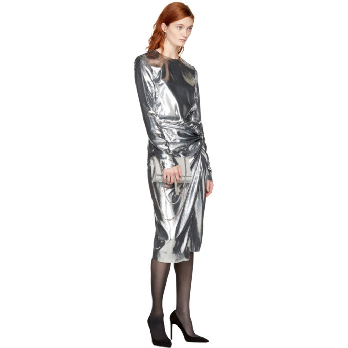 saint laurent silver dress Saint Laurent Silver Metallic Velvet Dress Saint Laurent