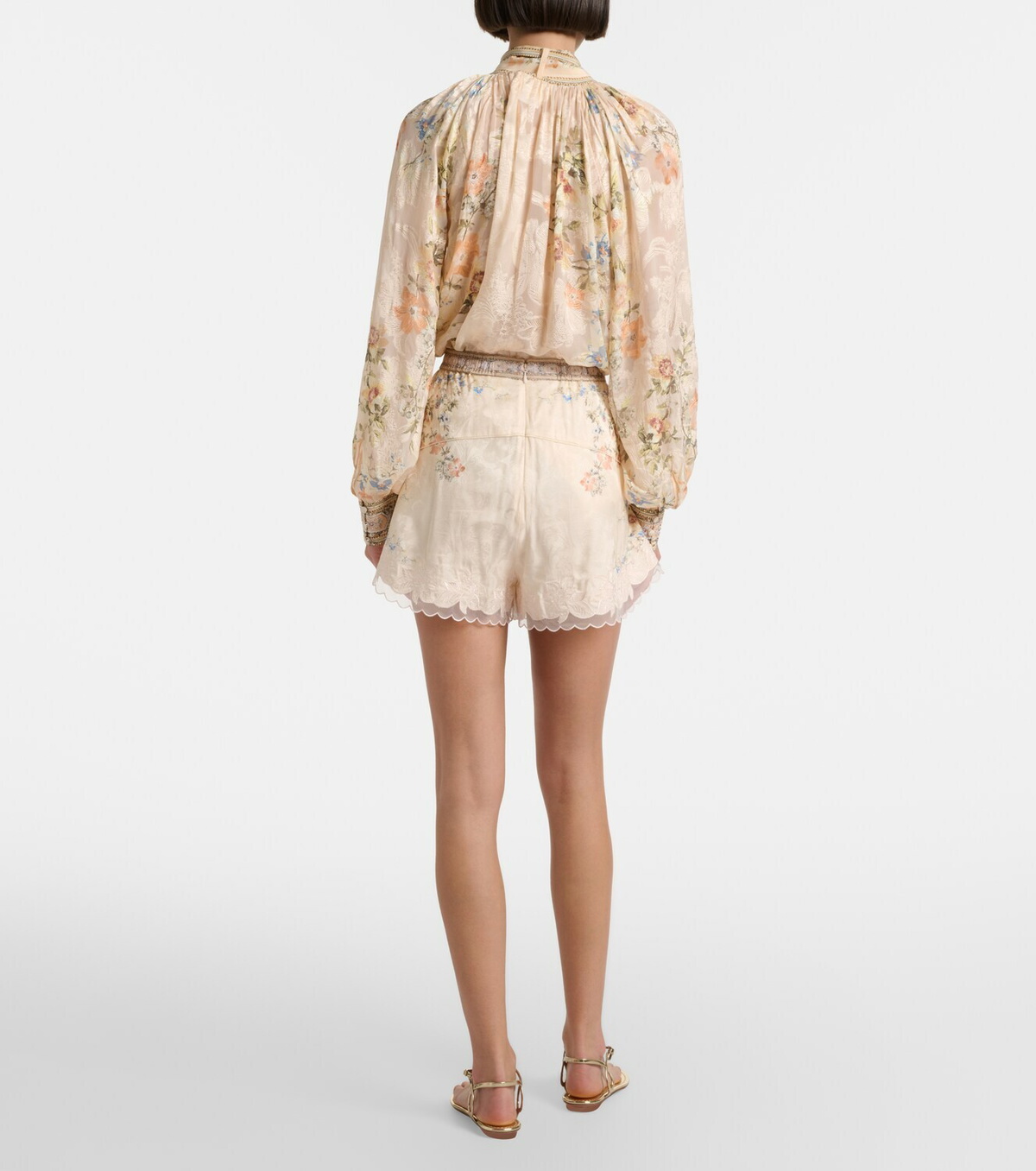 Camilla Embellished floral lace-trimmed high-rise shorts