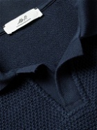 Mr P. - Golf Textured-Knit Organic Cotton Polo Shirt - Blue