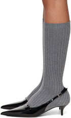 Magda Butrym Gray & Black Ribbed Sock Boot Heels