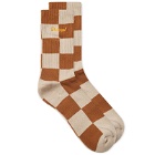 Butter Goods Men's Chequered Socks in Sand/Brown