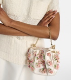 Self-Portrait Beaded floral satin tote bag
