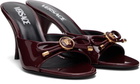 Versace Burgundy Opera Bow Patent Mule Heeled Sandals