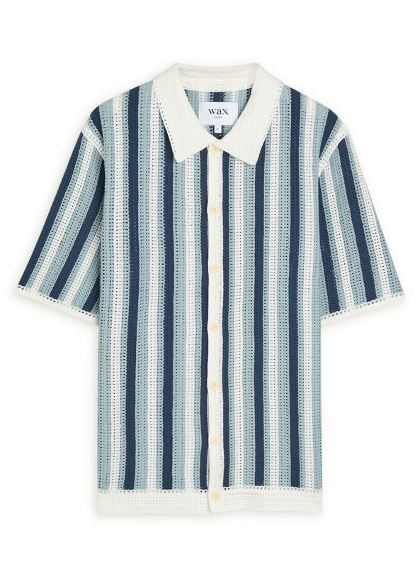 Photo: Wax London Porto Striped Open-knit Shirt Blue