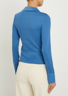 Veronica Beard Brenner Button-effect Cotton-blend top Blue