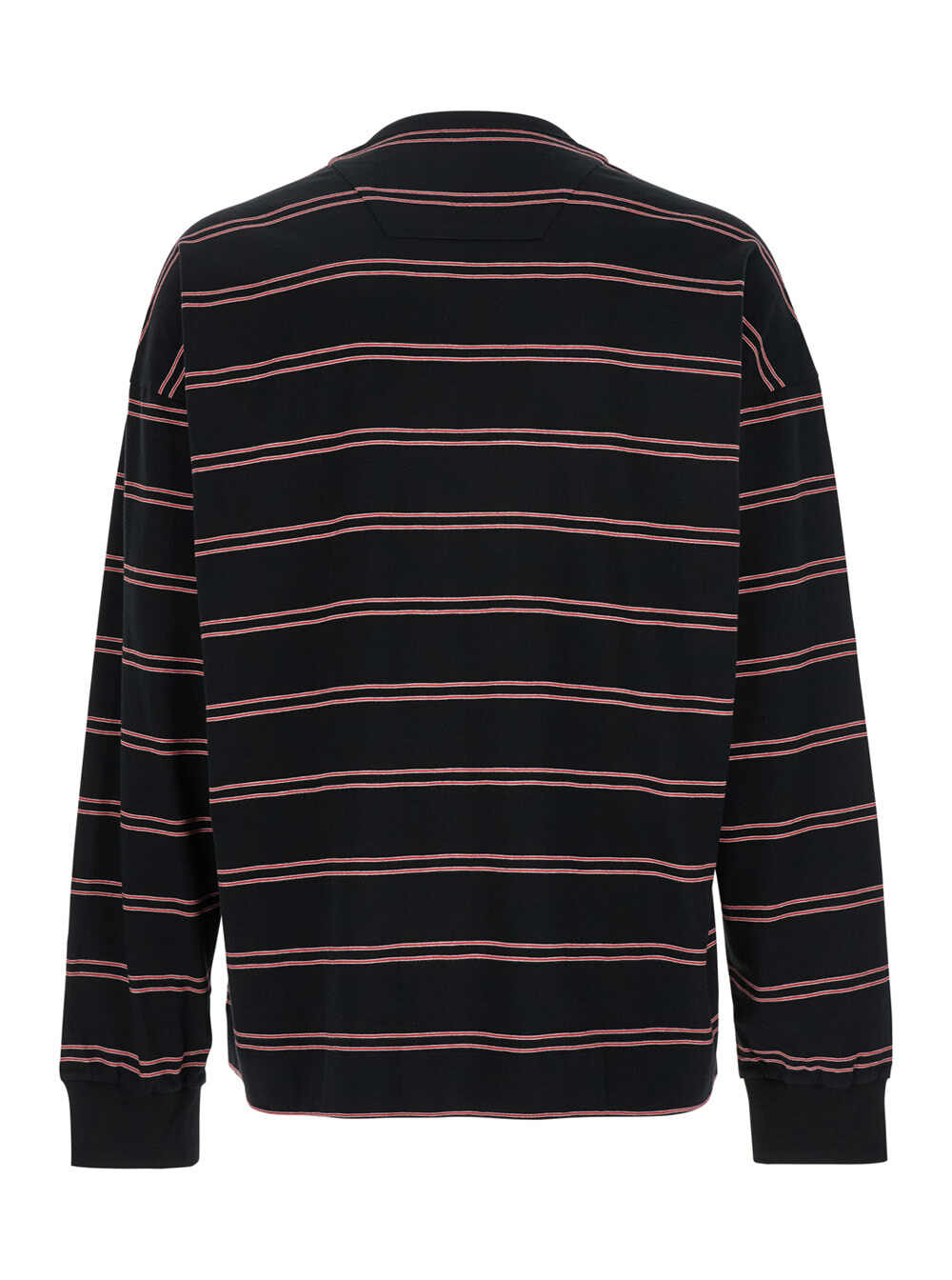Juun.J Black Sweater With All-over Striped Motif In Cotton Man