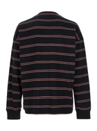 Juun.J Black Sweater With All-over Striped Motif In Cotton Man