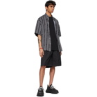Balenciaga Black and Grey Logo Stripe Pyjama Short Sleeve Shirt