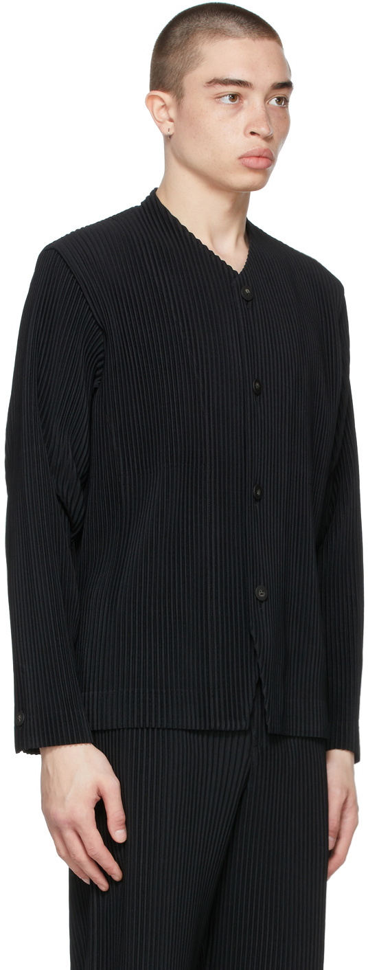 Homme Plissé Issey Miyake Black Tailored Pleats 2 Cardigan Homme