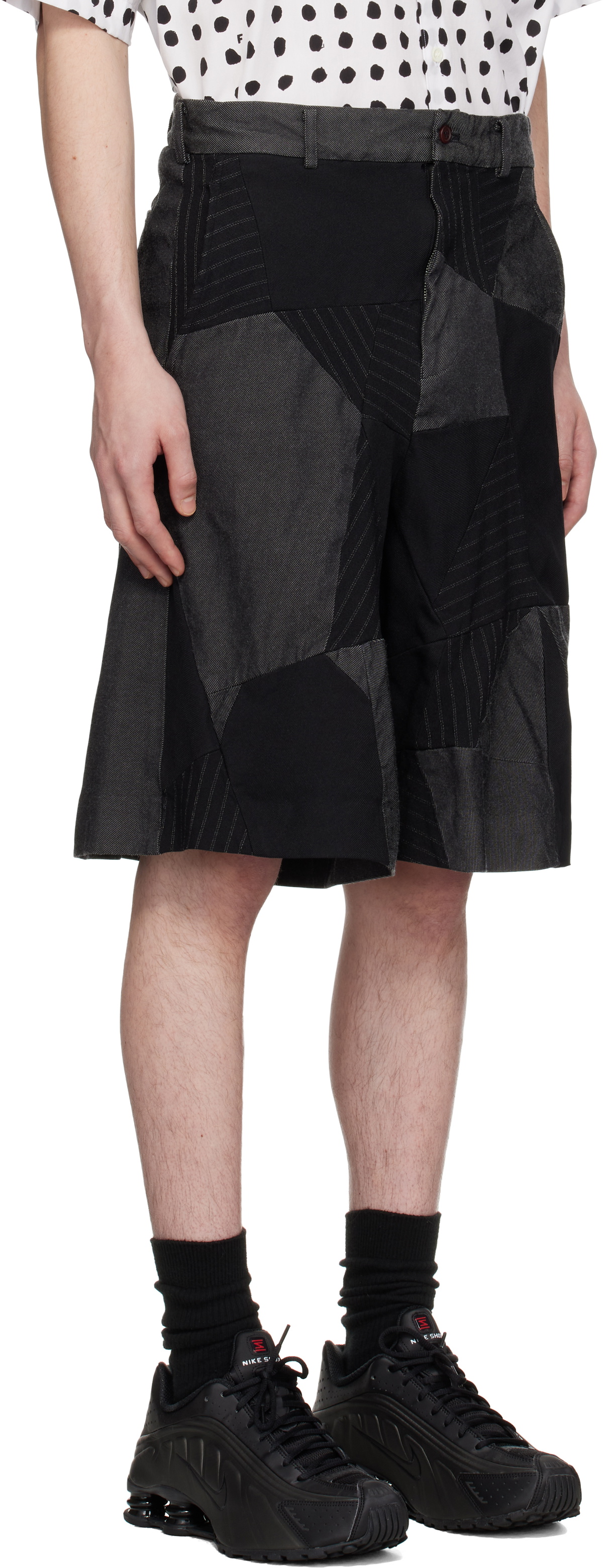 Black Comme des Garçons Black Gabardine Patchwork Shorts