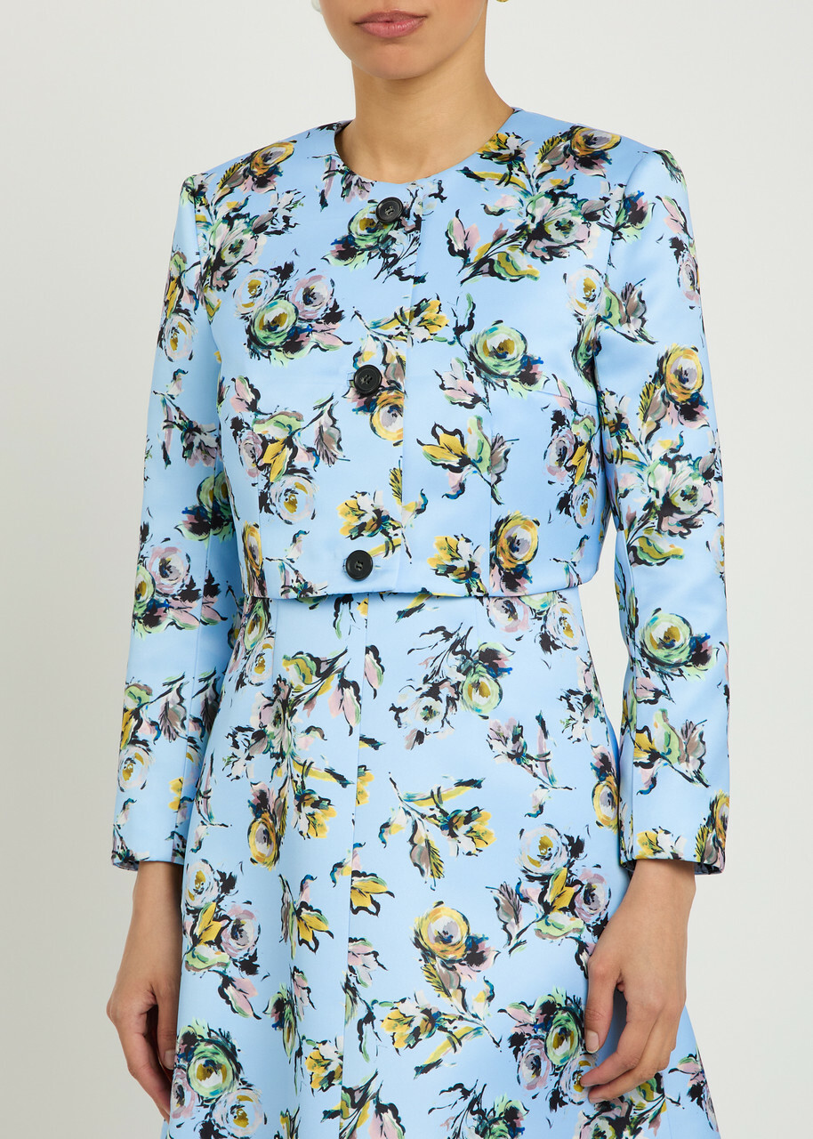 Emilia Wickstead Lizette Floral-print Duchess-satin Jacket Green
