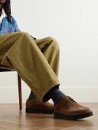 Grenson - Byron Webbing-Trimmed Suede Derby Shoes - Brown