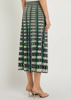 Simkhai Drue Textured Gingham Knit Midi Skirt Navy