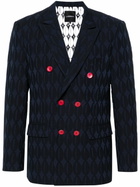 Labrum London Blue Double-Breasted Monogram Blazer