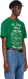 Valentino Green Cotton 'Le Chat De La Maison' Print T-shirt