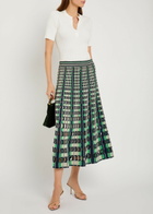 Simkhai Drue Textured Gingham Knit Midi Skirt Navy