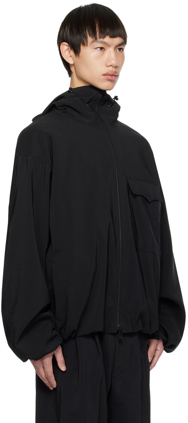 Y's Black Hooded Jacket