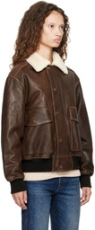 Dunst Brown Detachable A-2 Blouson Leather Jacket