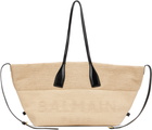 Balmain Beige Track Raffia Tote