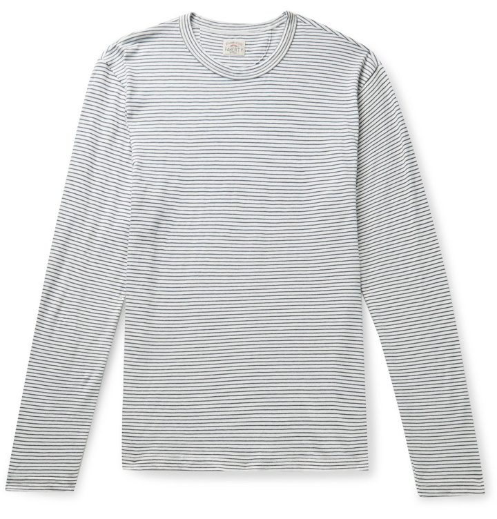 Photo: Faherty - Isle Striped Cotton-Jersey T-Shirt - White