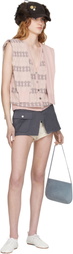 OPEN YY Pink Jacquard Sleeve Layered Cardigan Vest