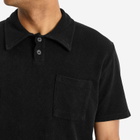 Universal Works Men's Newlyn Light Weight Terry Polo in Black