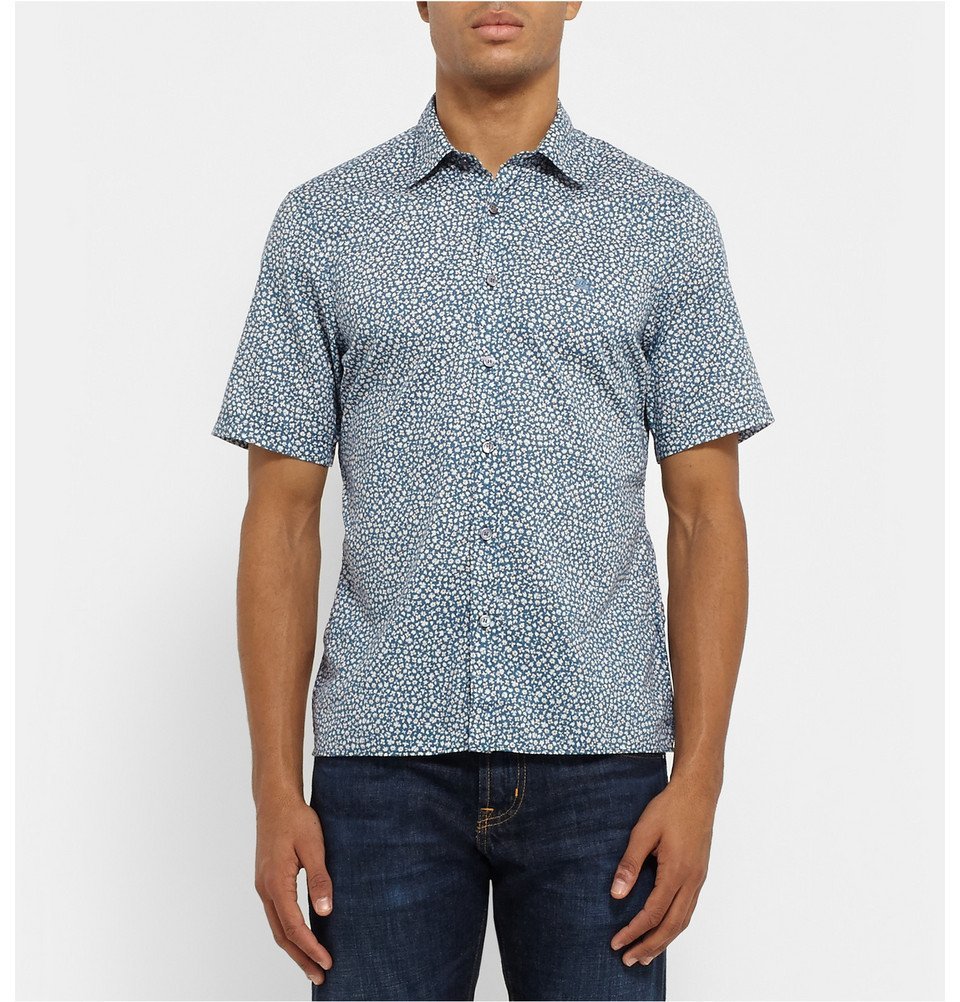 Burberry - Floral-Print Cotton Short-Sleeved Shirt - Men - Blue Burberry