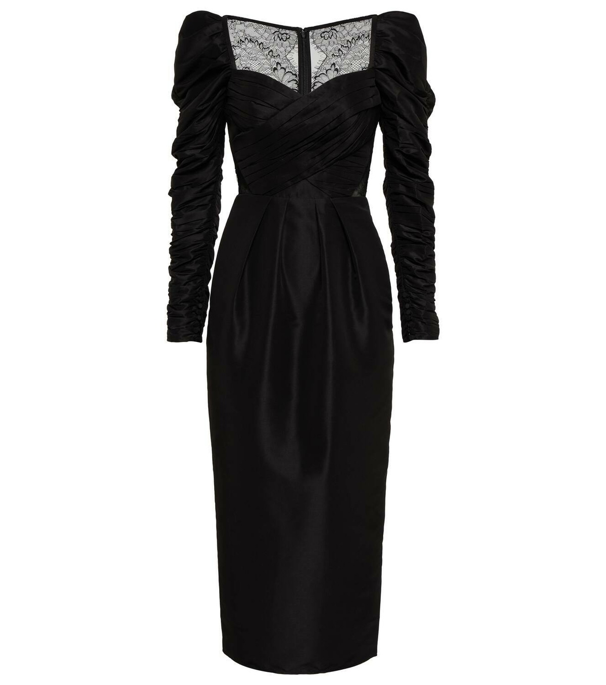 Self-Portrait Lace-paneled taffeta midi dress Self-Portrait