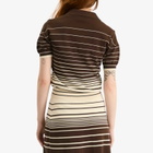 Faithfull The Brand Women's Sable Polo Shirt in Accordion Stripe Brown Beige