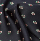 Gucci - Logo-Print Silk-Twill Pocket Square - Navy