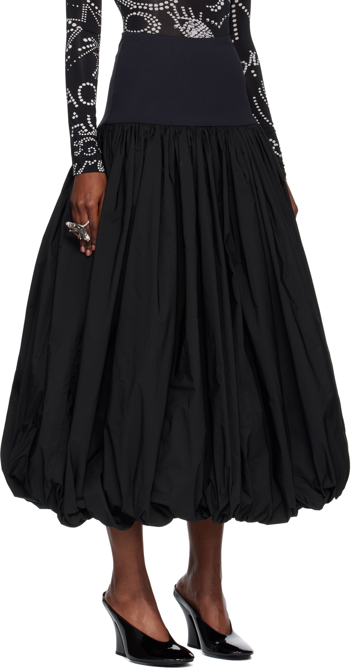 VAQUERA Black Ball Maxi Skirt