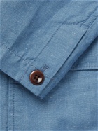 ALEX MILL - Unstructured Herringbone Linen and Cotton-Blend Chambray Blazer - Blue
