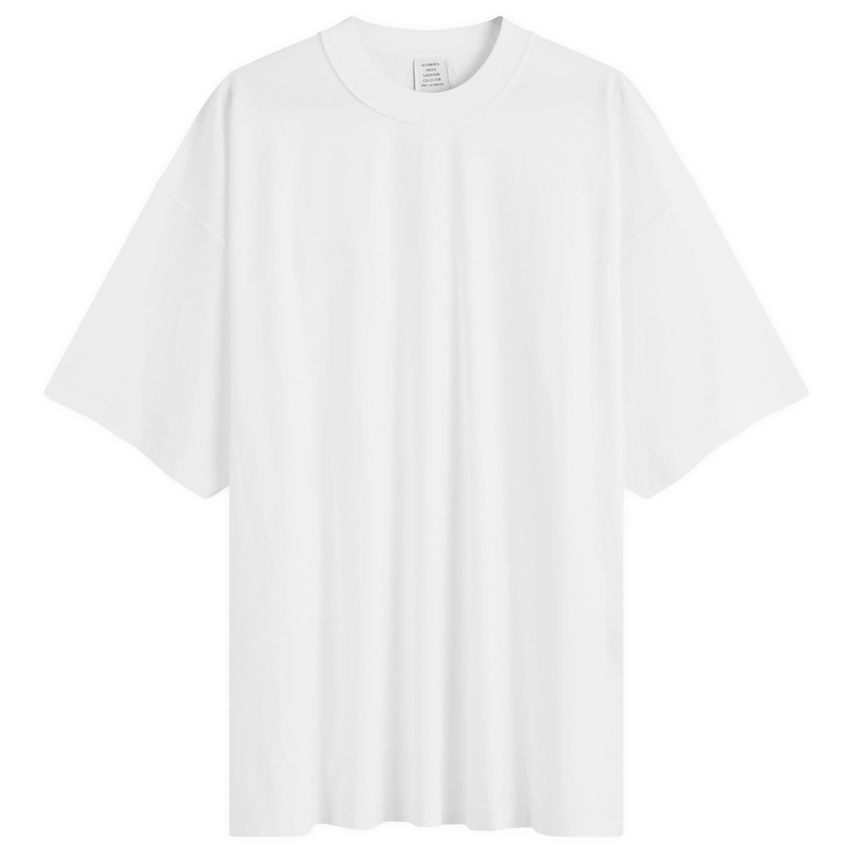 【関税込み】VETEMENTS ホワイト Inside Out Label Tシャツ VETEMENTS Men's Inside Out Label T-Shirt in White Vetements