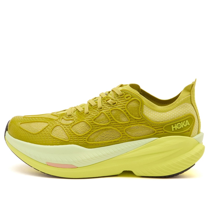 Photo: HOKA ONE ONE U Mach X Caged Sneaker in Pea Green/Hoka Citru
