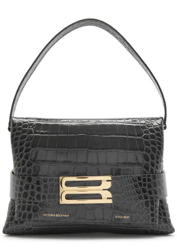 Photo: Victoria Beckham B Crocodile-effect Leather Pouch - Grey - One Size