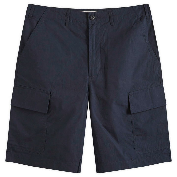 Photo: Universal Works Men's Broad Cloth Cargo Shorts in Navy