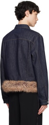 Coperni Blue Faux Fur Hem Denim Jacket